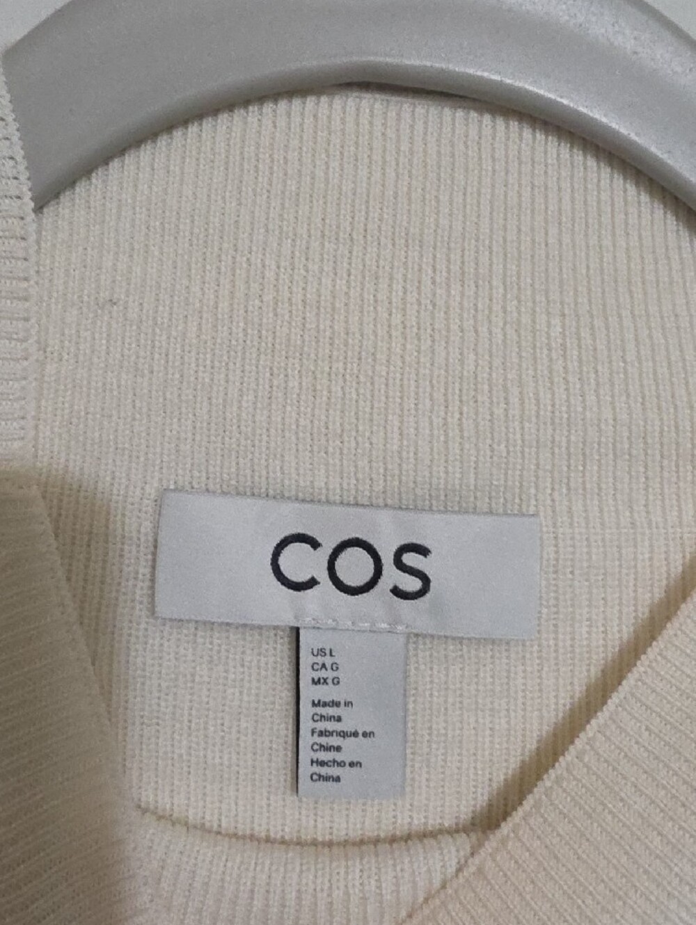 COS Cream Ribbed Knit Top - Picture 2 of 6